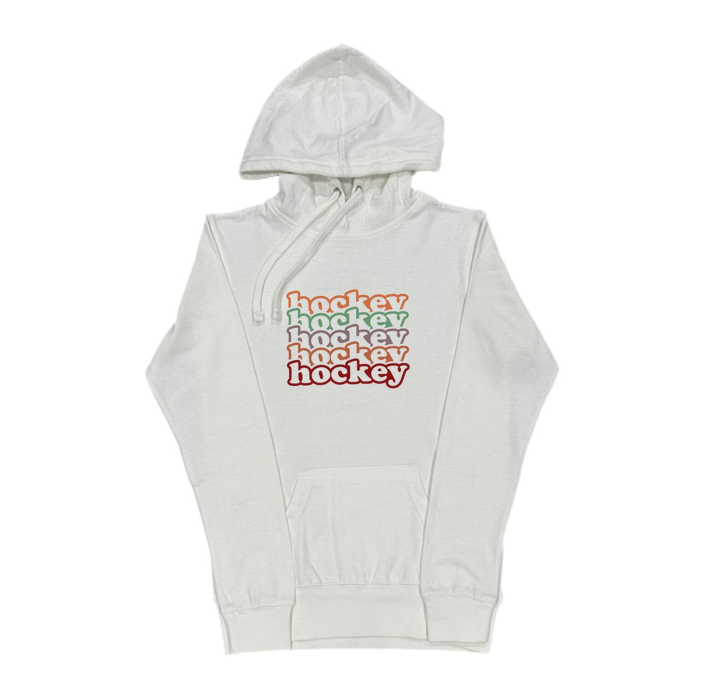 White hoodie - LADIES SIZES - HOCKEY RAINBOW - LIGHTWEIGHT HOODIE SWEATSHIRT