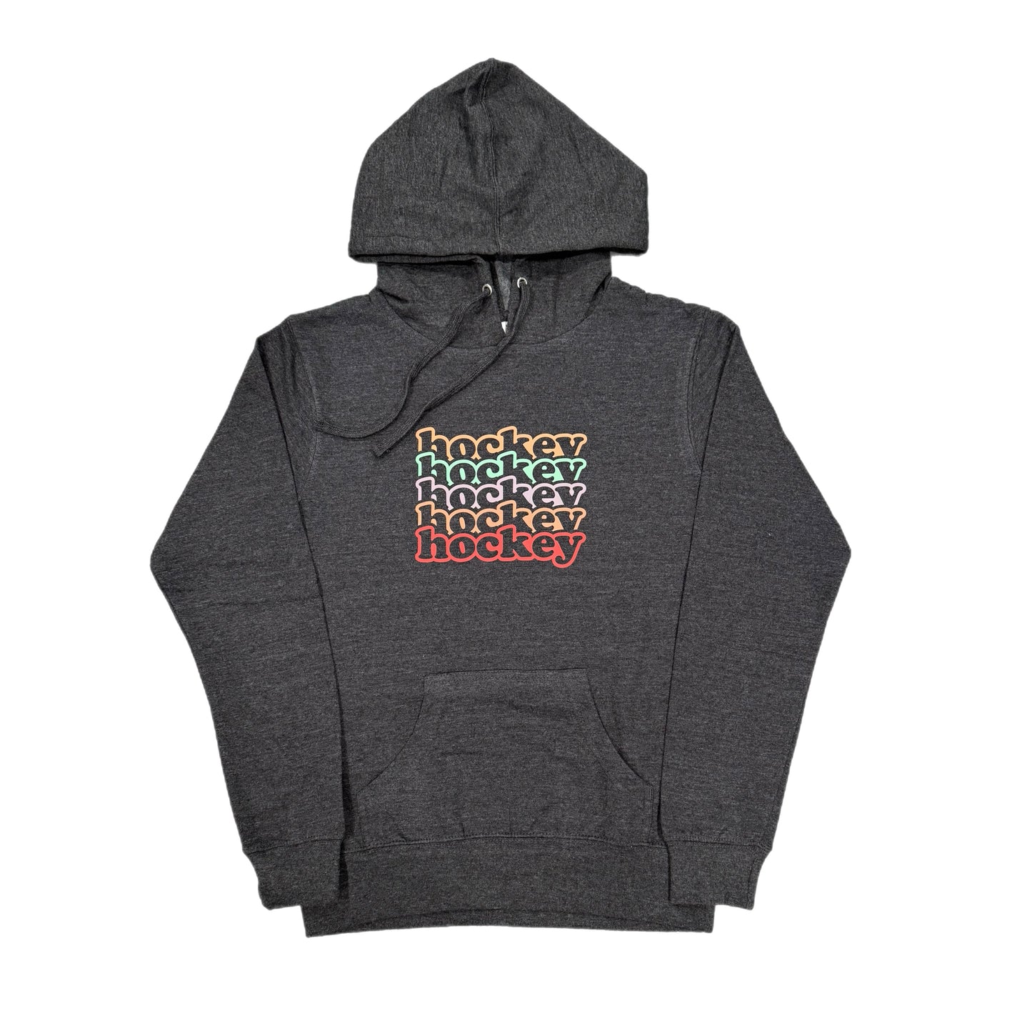 Dark grey hoodie LADIES SIZES - HOCKEY RAINBOW - LIGHTWEIGHT HOODIE SWEATSHIRT
