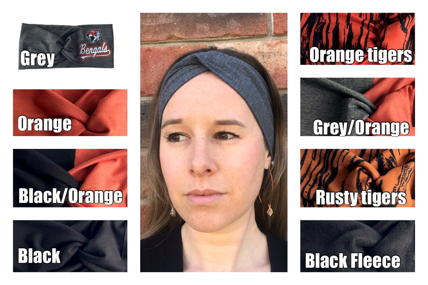 Bengals Large Twist bamboo headband