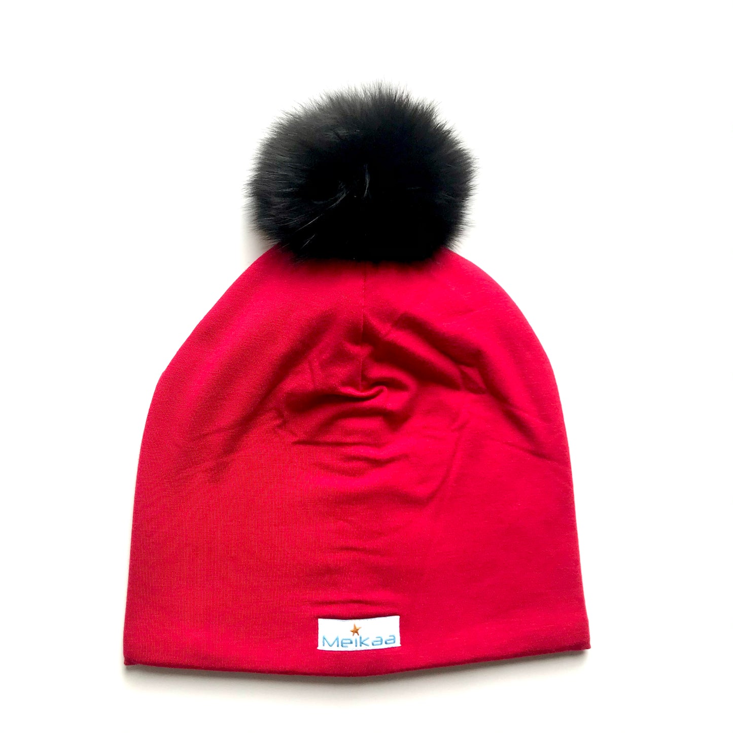 Colorful Winter Bamboo Hat + recycled fur pompom