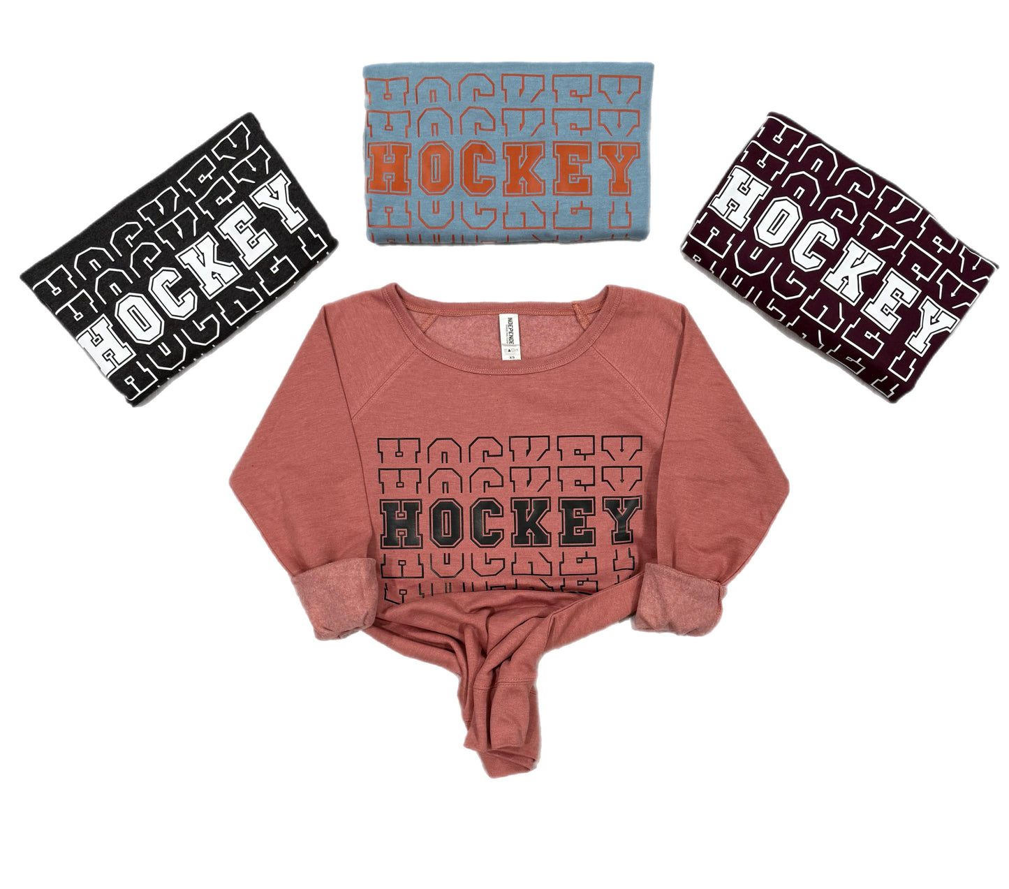 LADIES SIZES - HOCKEY HOCKEY HOCKEY - LIGHTWEIGHT CREW NECK SWEATSHIRT