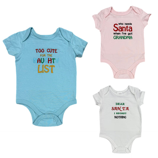 Christmas embroidered Baby onesies