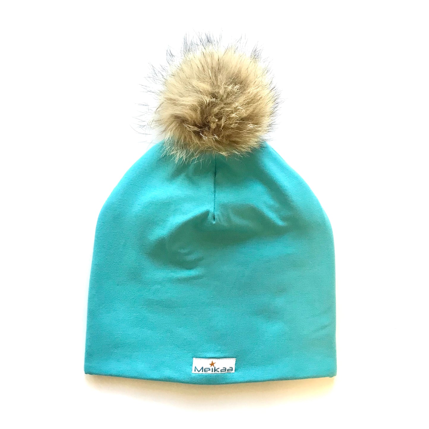 Colorful Winter Bamboo Hat + recycled fur pompom