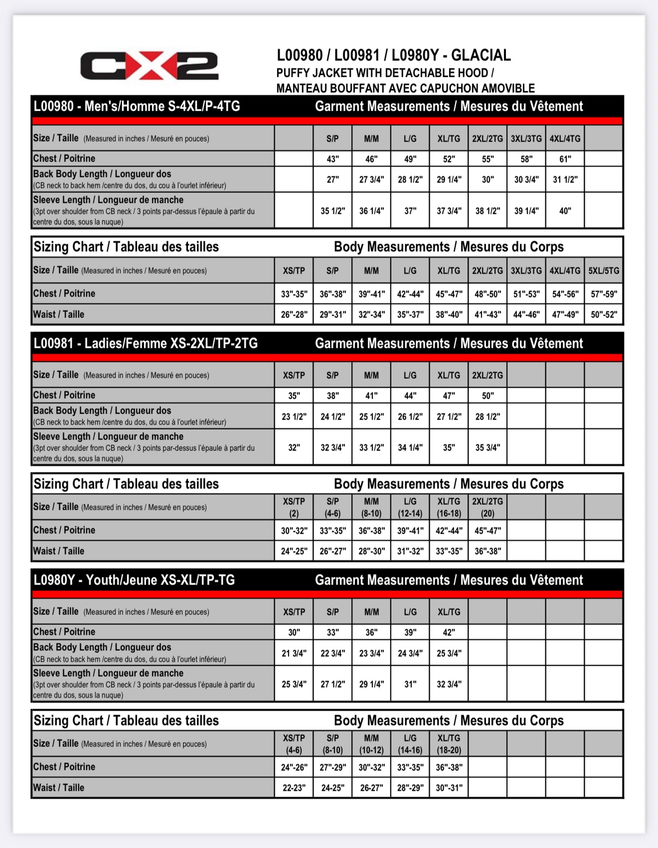 Bengals embroidered Puffy Jacket with Detachable Hood (Men, Youth and Ladies sizes)