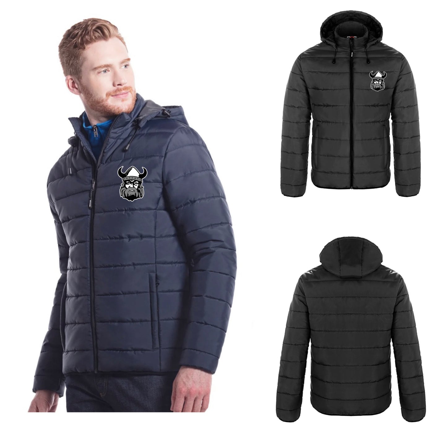 Northmen embroidered Puffy Jacket with Detachable Hood (Men, Youth and Ladies sizes)