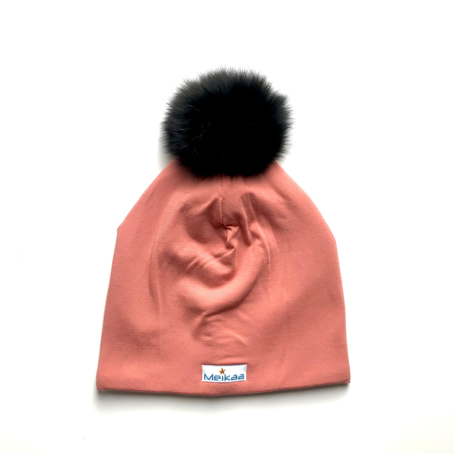 Colorful Winter Bamboo Hat + recycled fur pompom