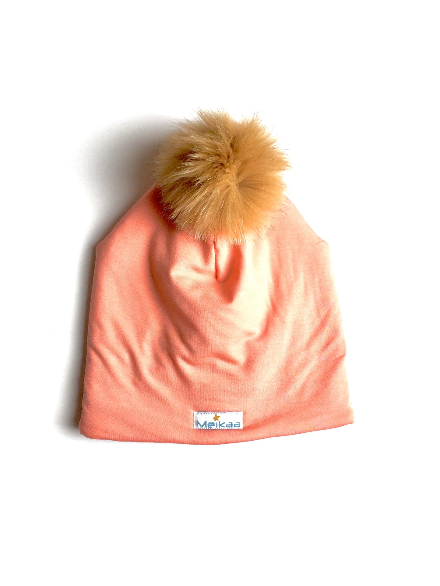 Colorful Winter Bamboo Hat + recycled fur pompom