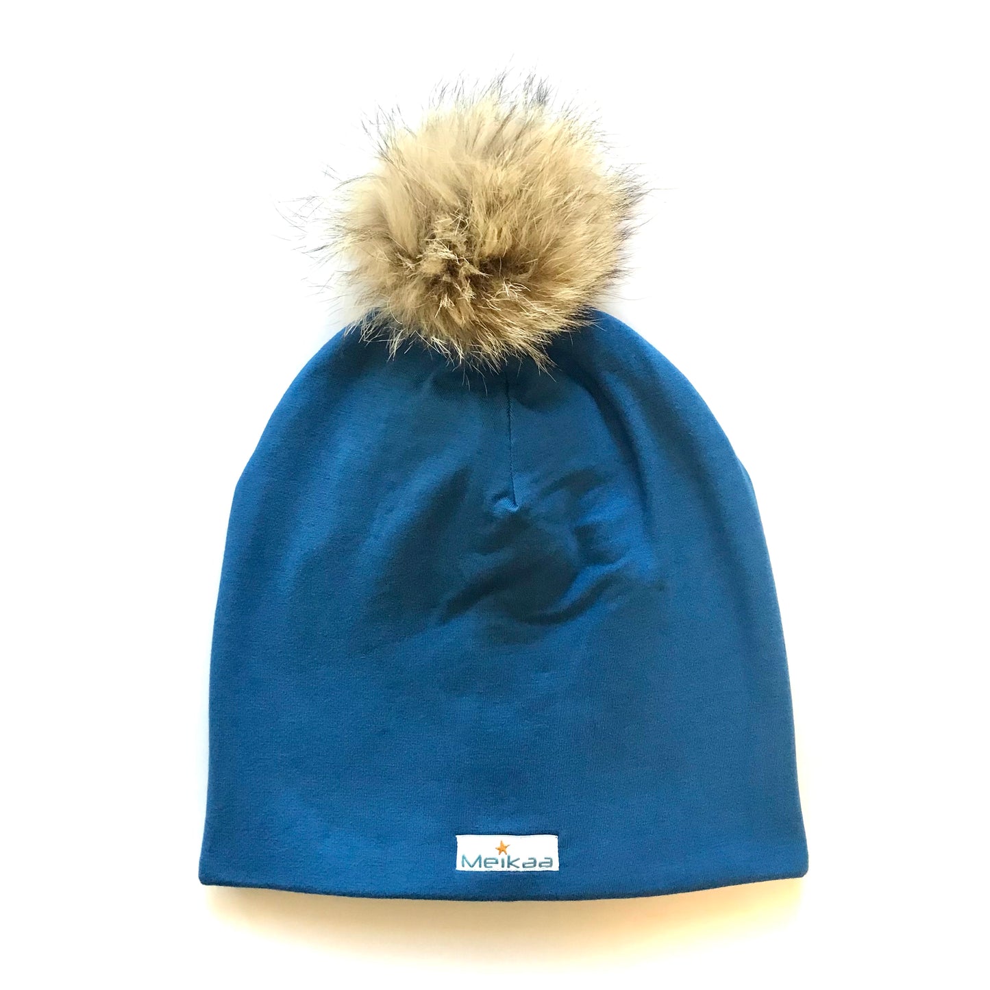 Colorful Winter Bamboo Hat + recycled fur pompom