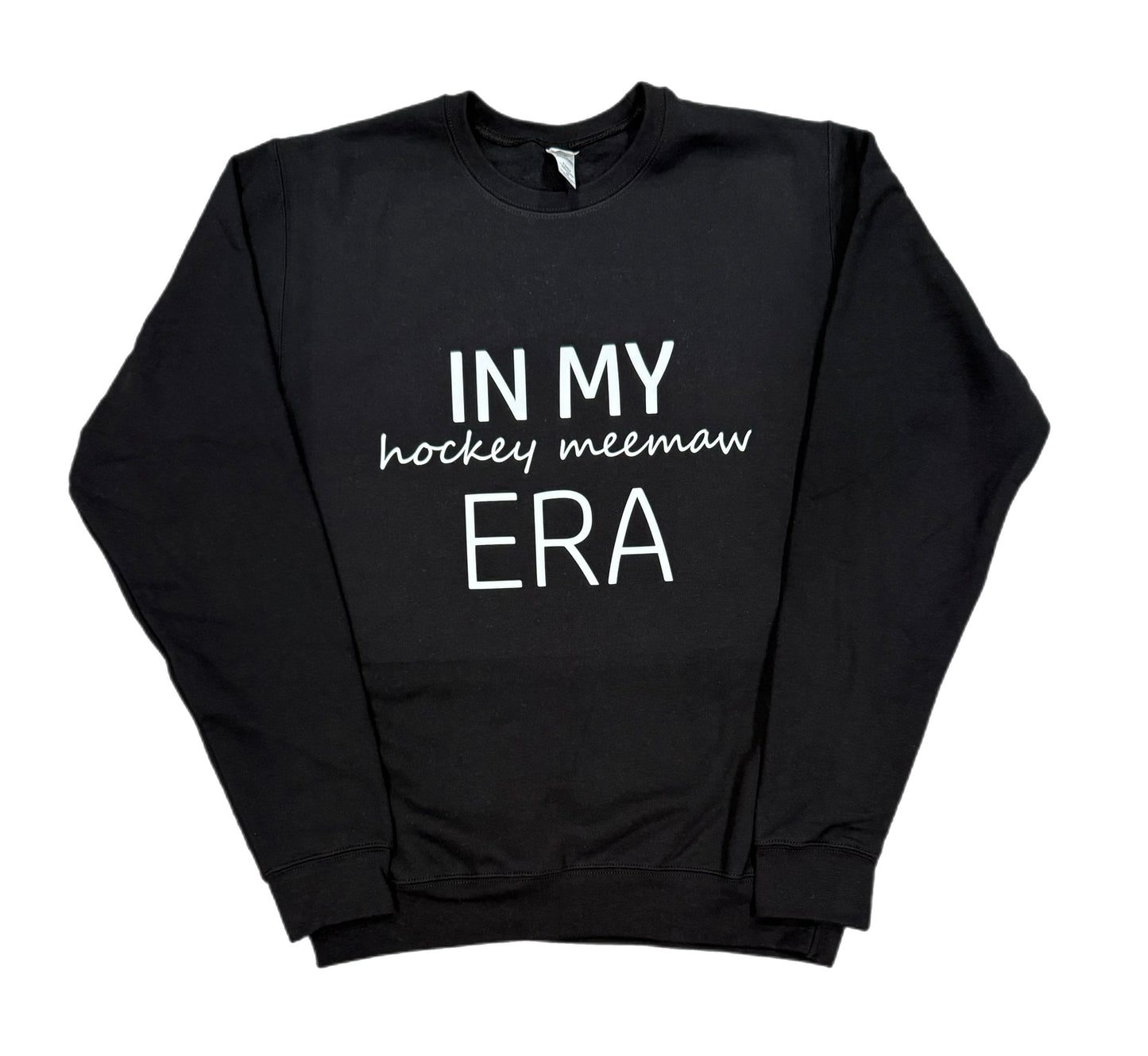 In my hockey mom/grandma Era sweatshirts