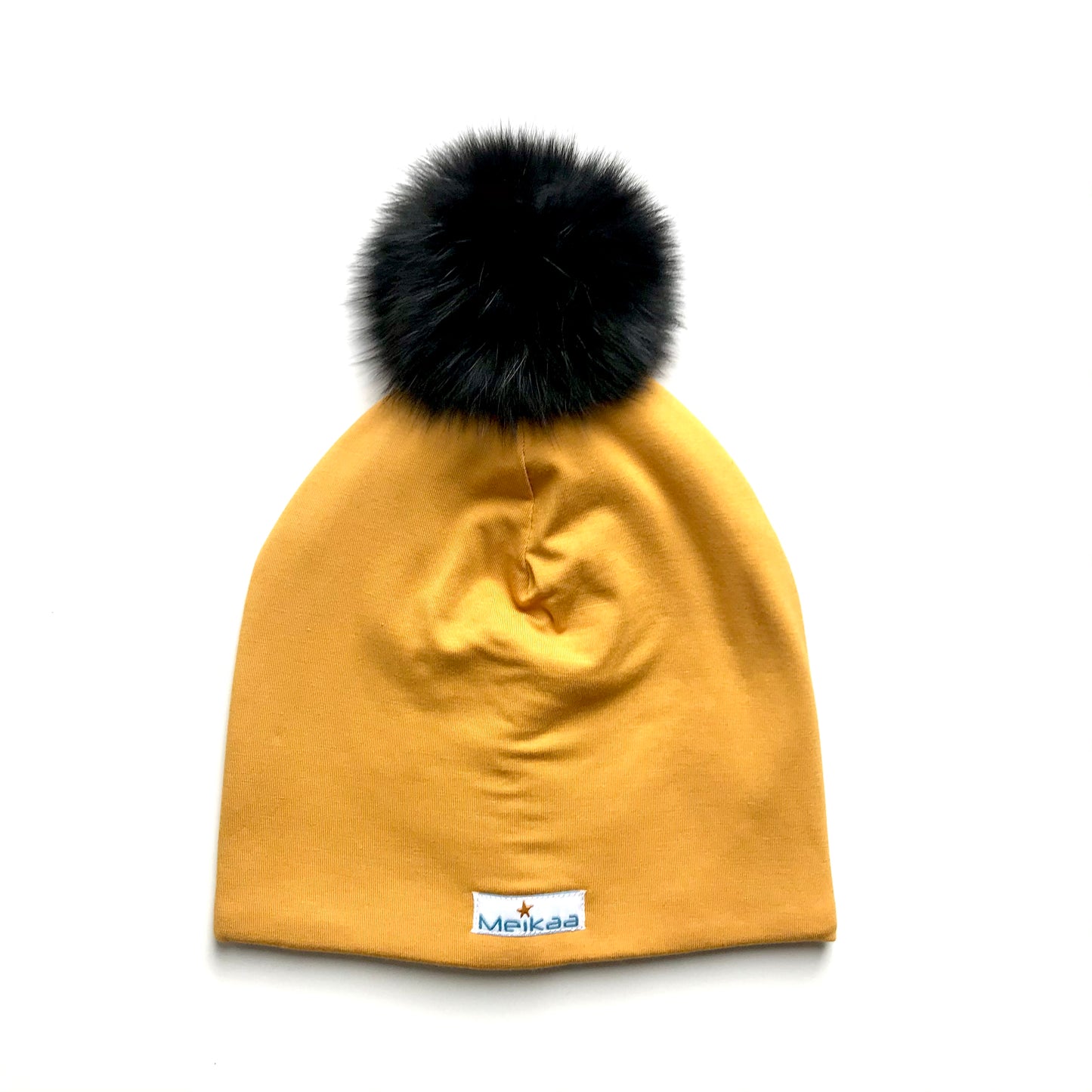 Colorful Winter Bamboo Hat + recycled fur pompom