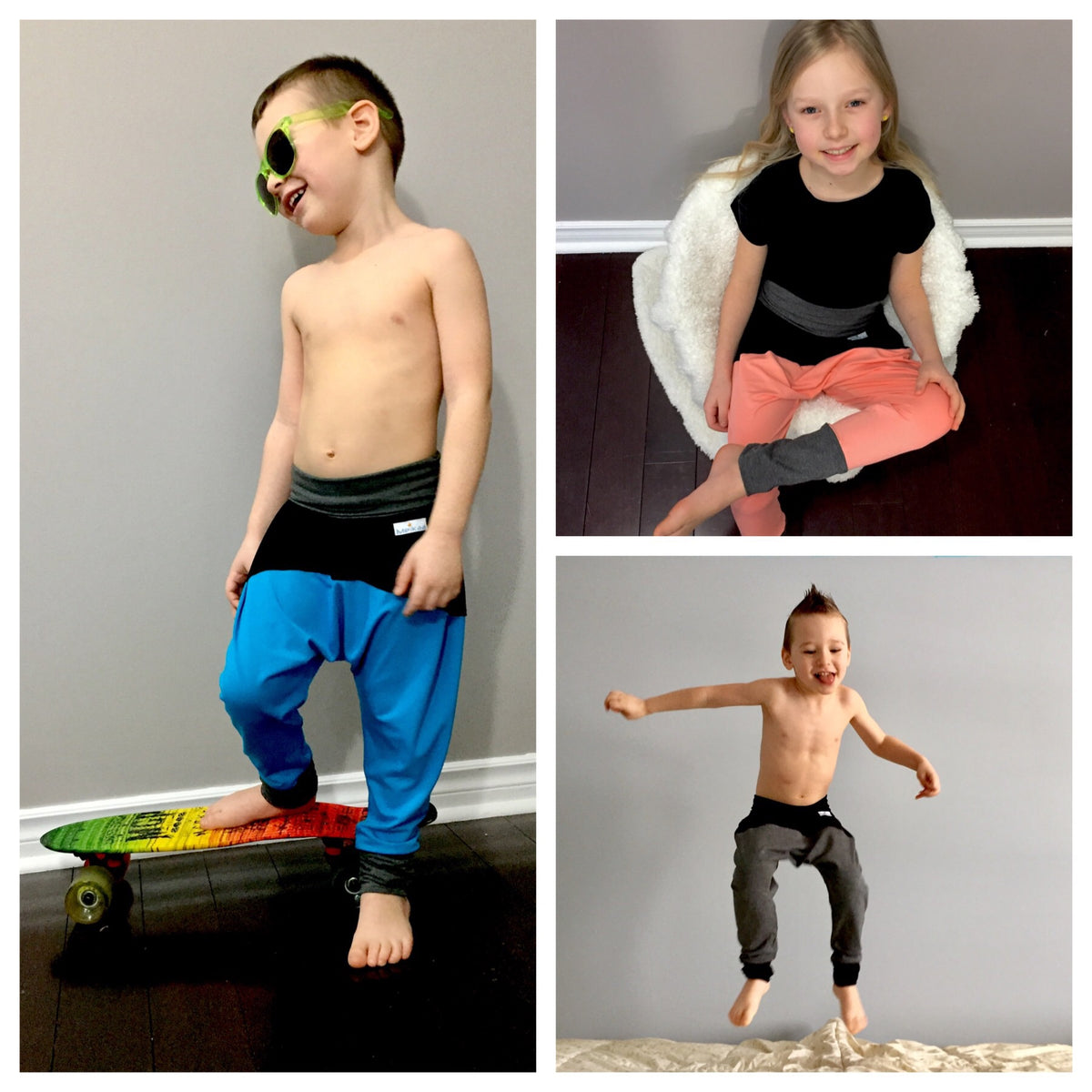 3 Colors BAMBOO Harem Swaggers, Evolutive and Growing Pants