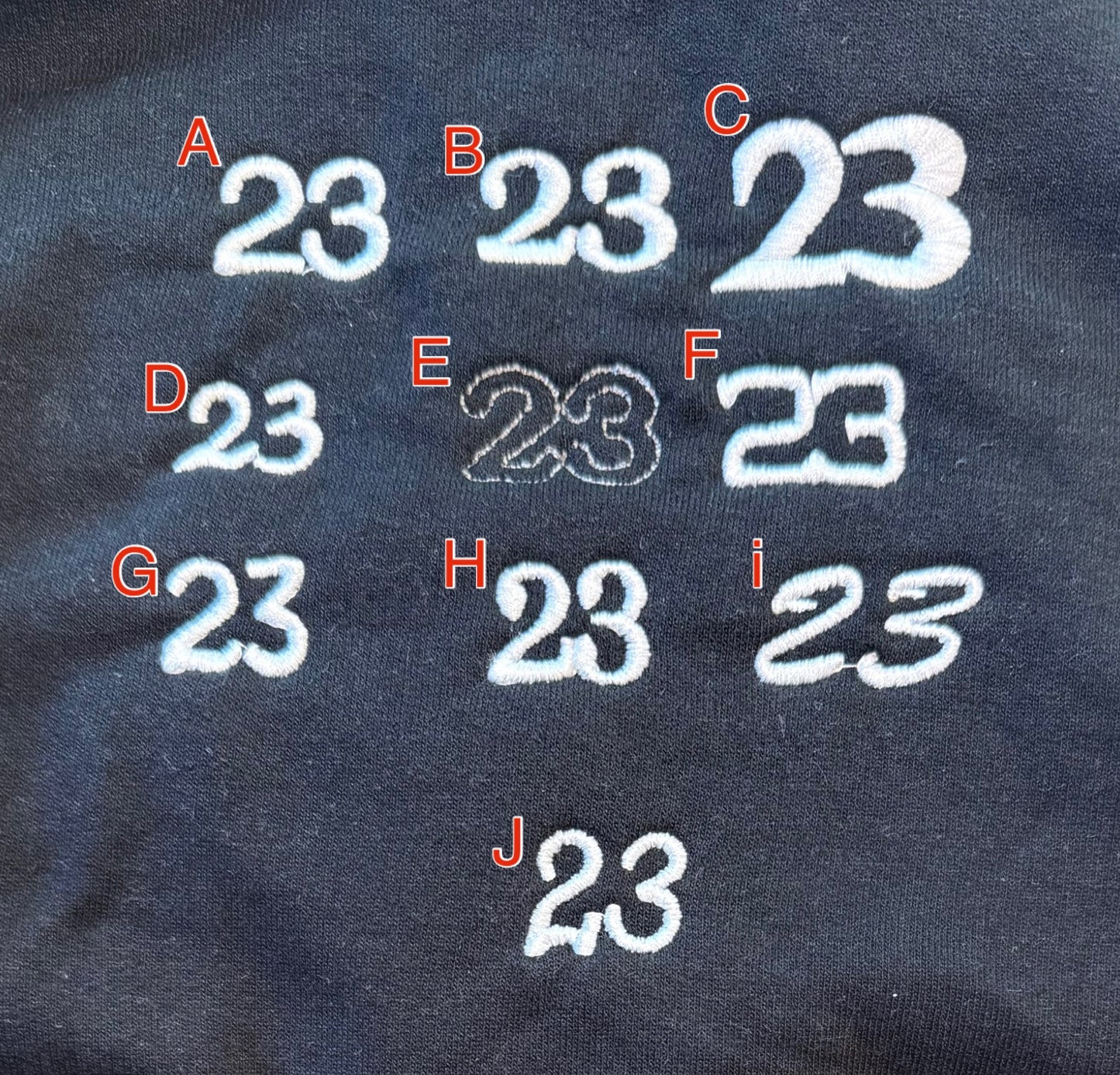 Player number embroidered