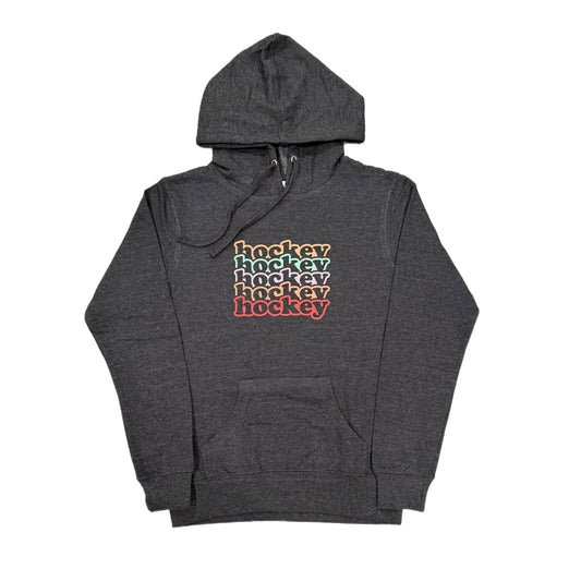 Dark grey hoodie LADIES SIZES - HOCKEY RAINBOW - LIGHTWEIGHT HOODIE SWEATSHIRT