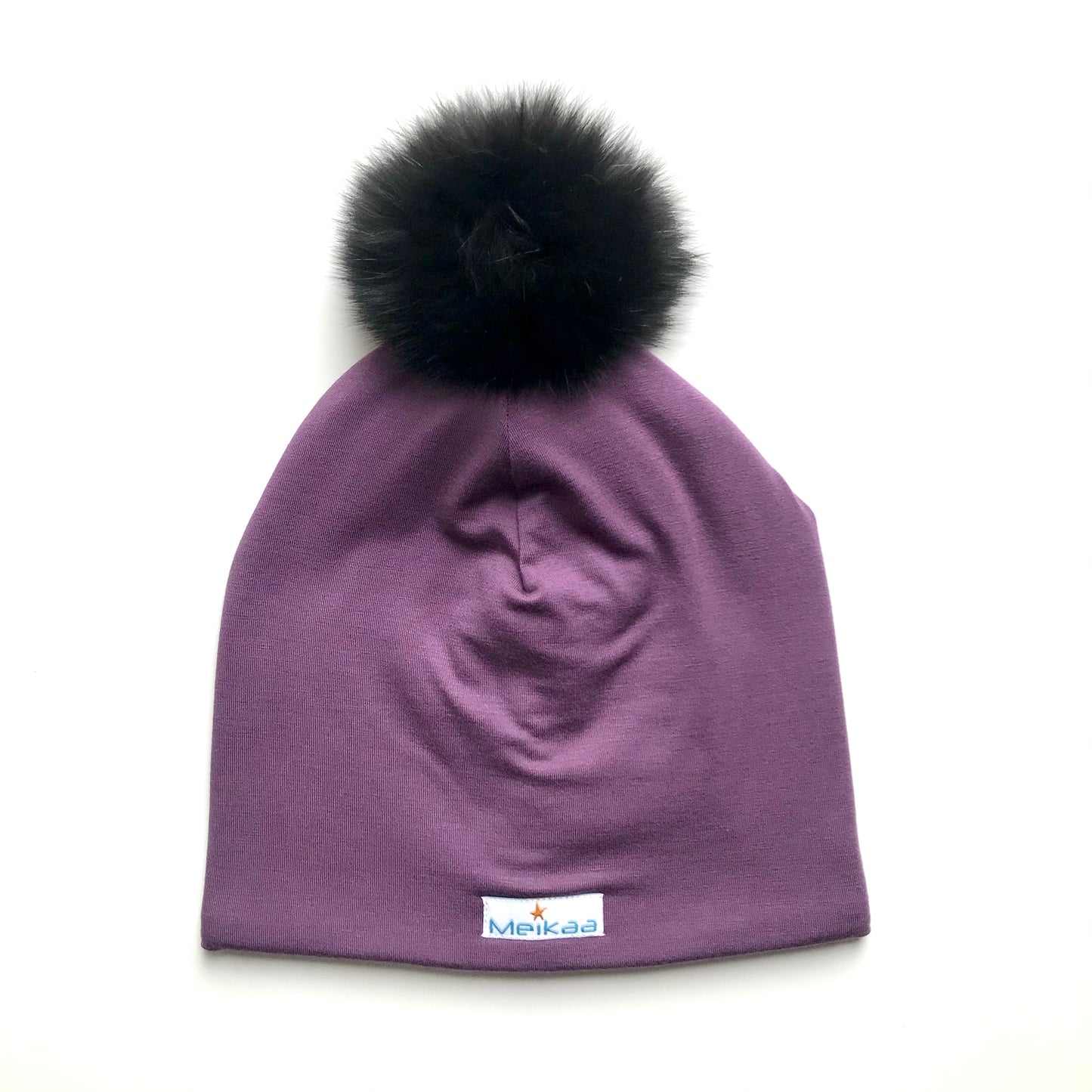 Colorful Winter Bamboo Hat + recycled fur pompom
