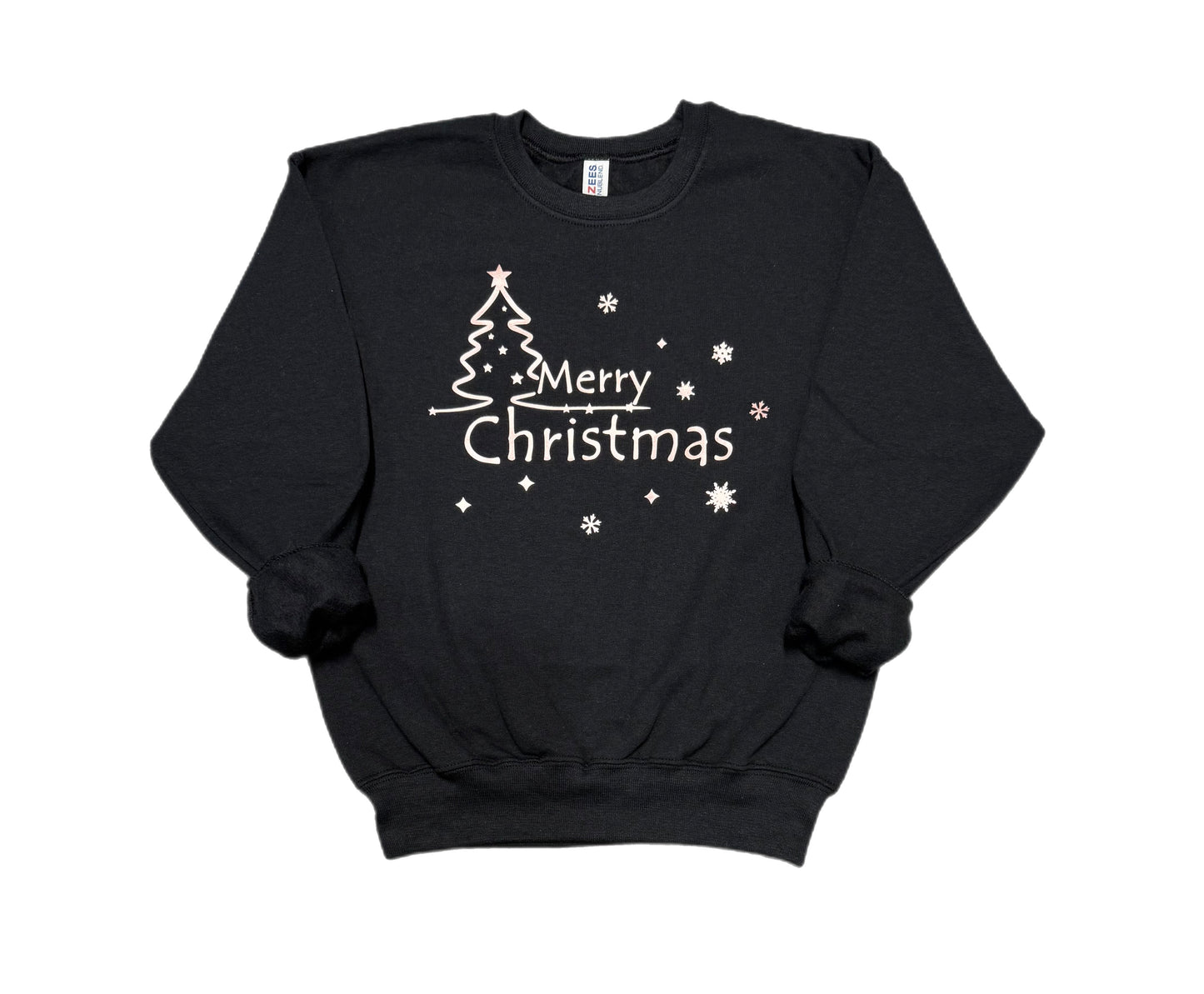 Merry Christmas with tree and snow - Black sweatshirt