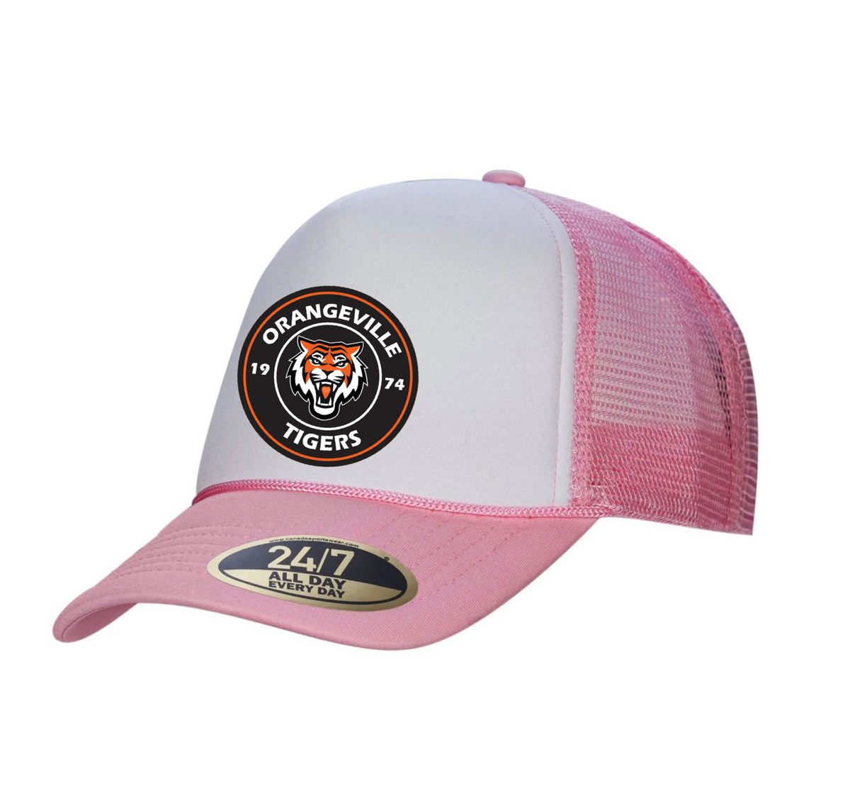 PINK Tigers Retro - 5-Panel Foam Snap Back Trucker Cap - printed logo