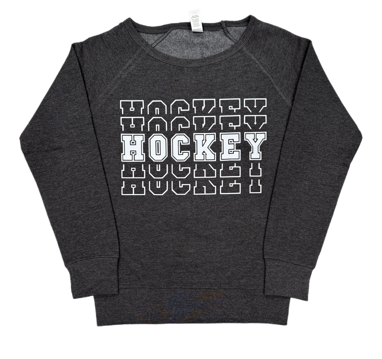 LADIES SIZES - HOCKEY HOCKEY HOCKEY - LIGHTWEIGHT CREW NECK SWEATSHIRT