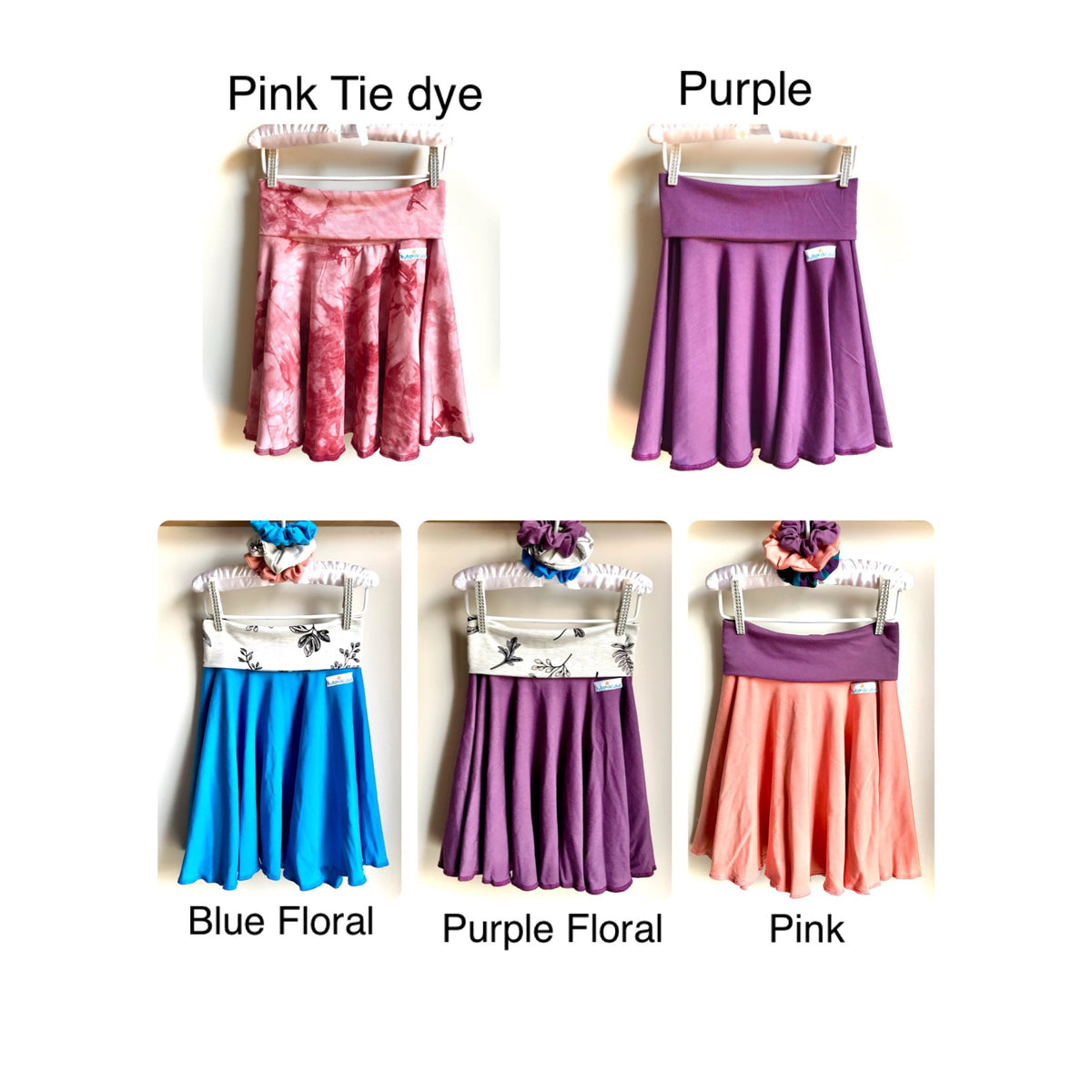 Bamboo growing skirt + 3 matching scrunchies - grow with me skirt