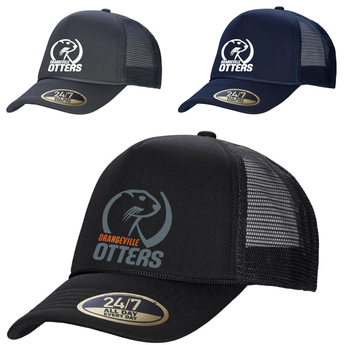 Otters - 5-Panel Foam Snap Back Trucker Cap - printed logo