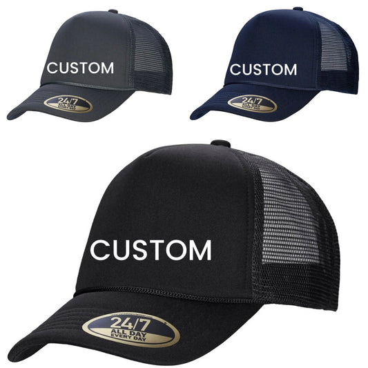 Custom cap - 5-Panel Foam Snap Back Trucker Cap - printed logo