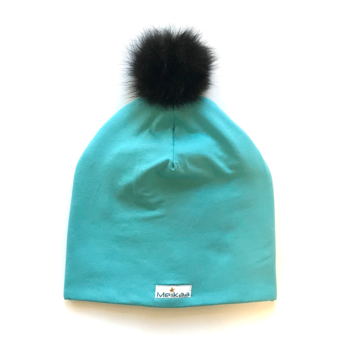 Colorful Winter Bamboo Hat + recycled fur pompom