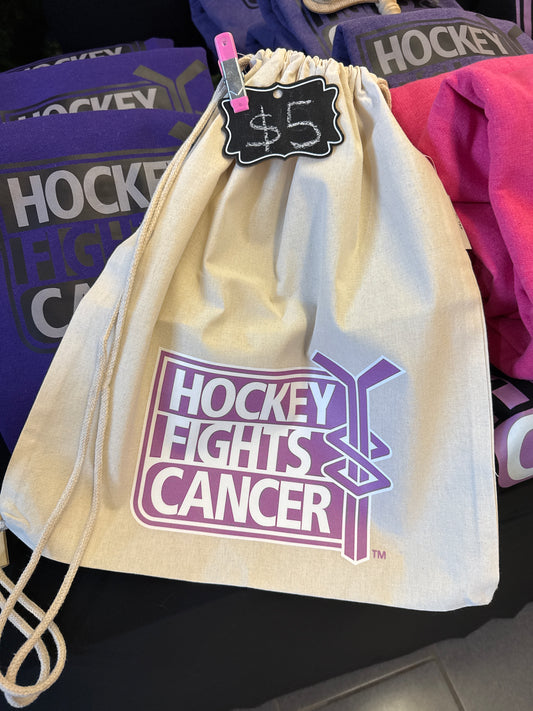 Hockey fights cancer cotton drawstring bag
