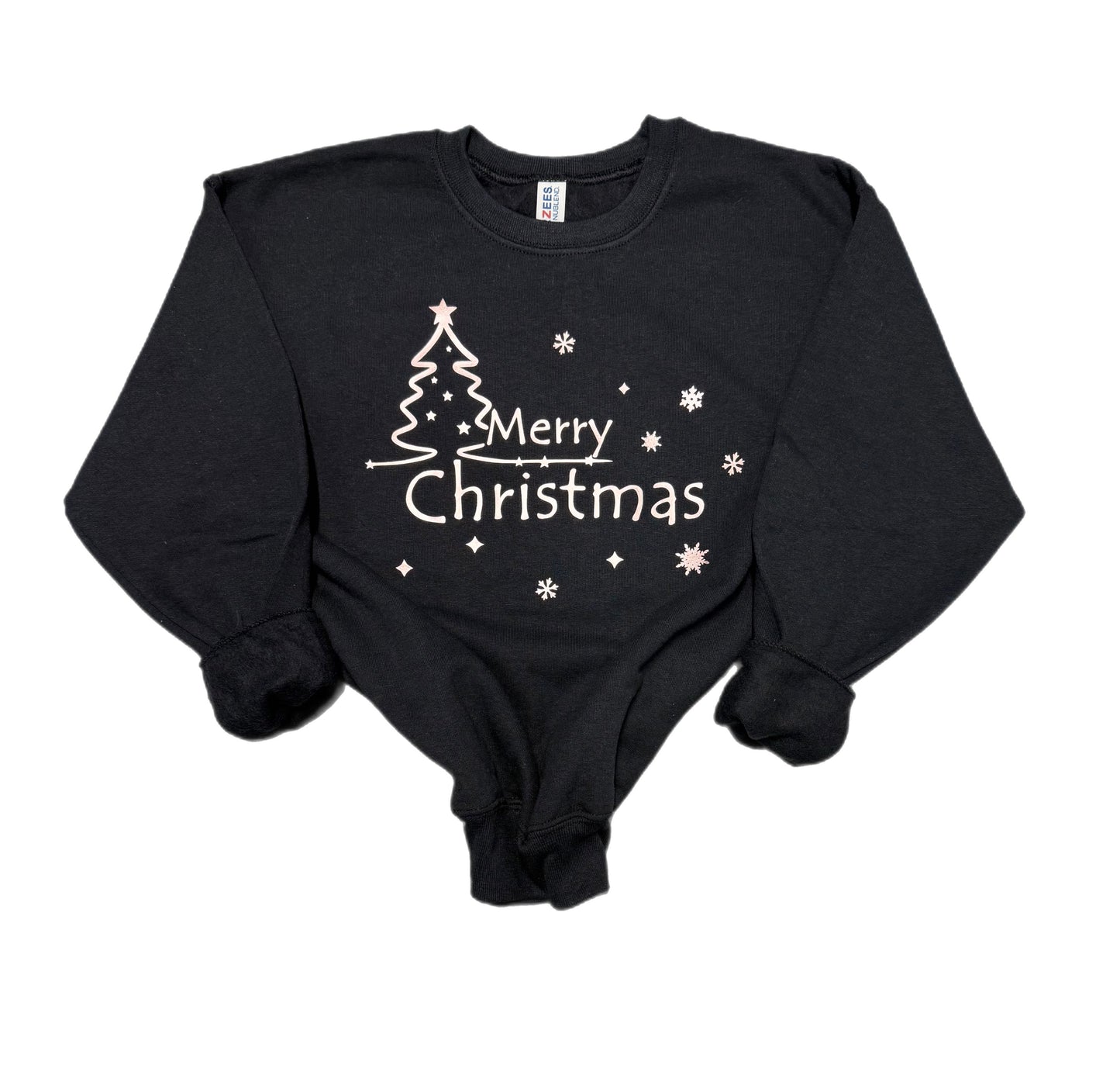 Merry Christmas with tree and snow - Black sweatshirt