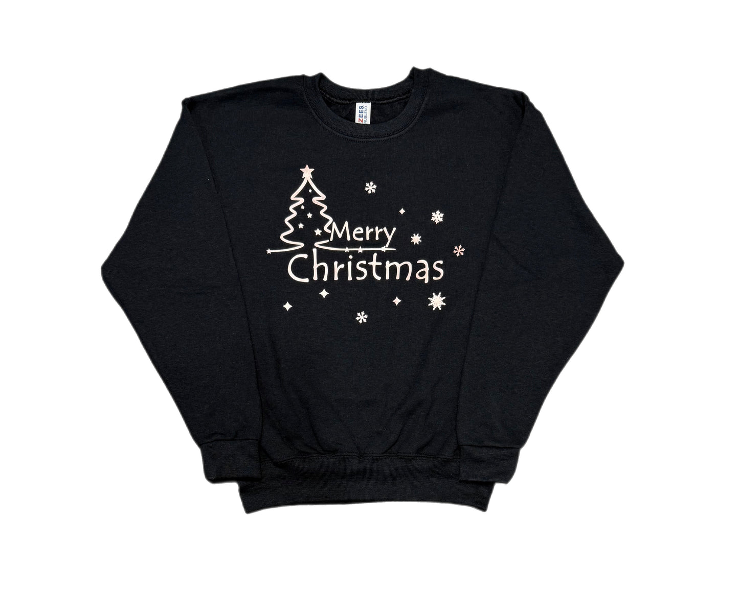 Merry Christmas with tree and snow - Black sweatshirt