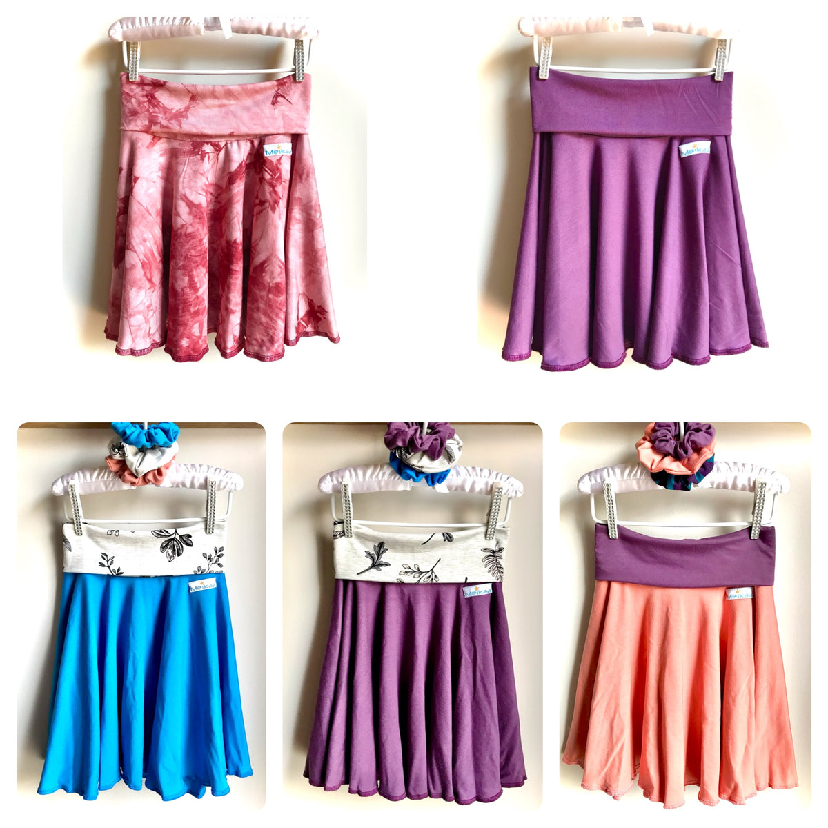 Bamboo growing skirt + 3 matching scrunchies - grow with me skirt