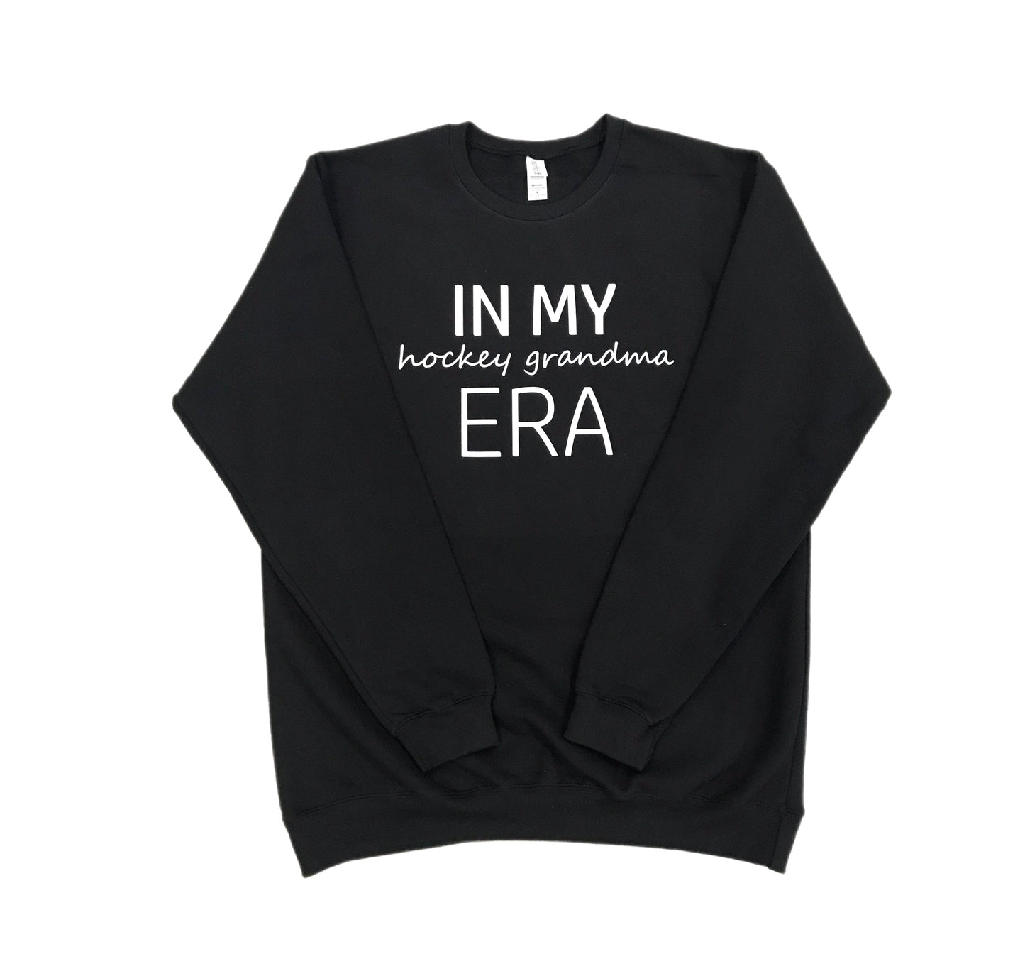 In my hockey mom/grandma Era sweatshirts