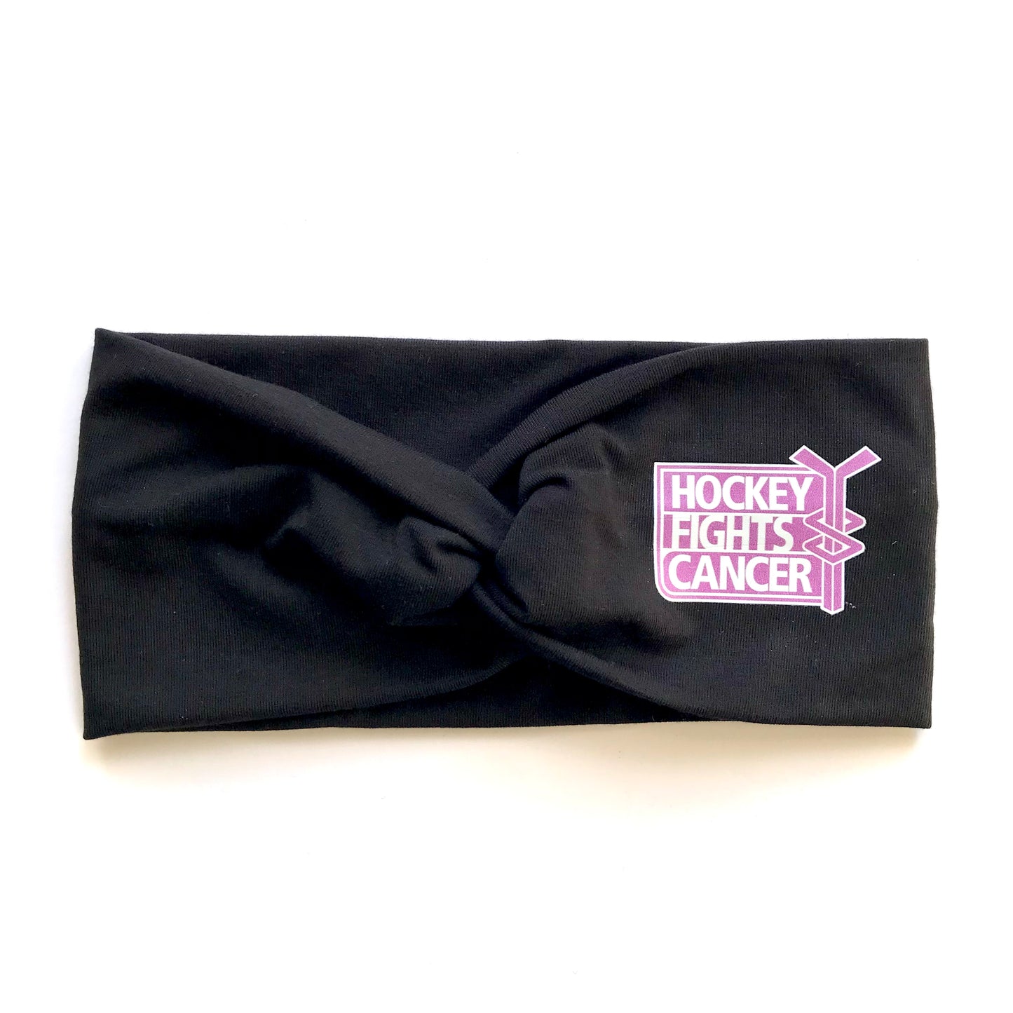 High quality Large Twist bamboo headband Hockey fights Cancer