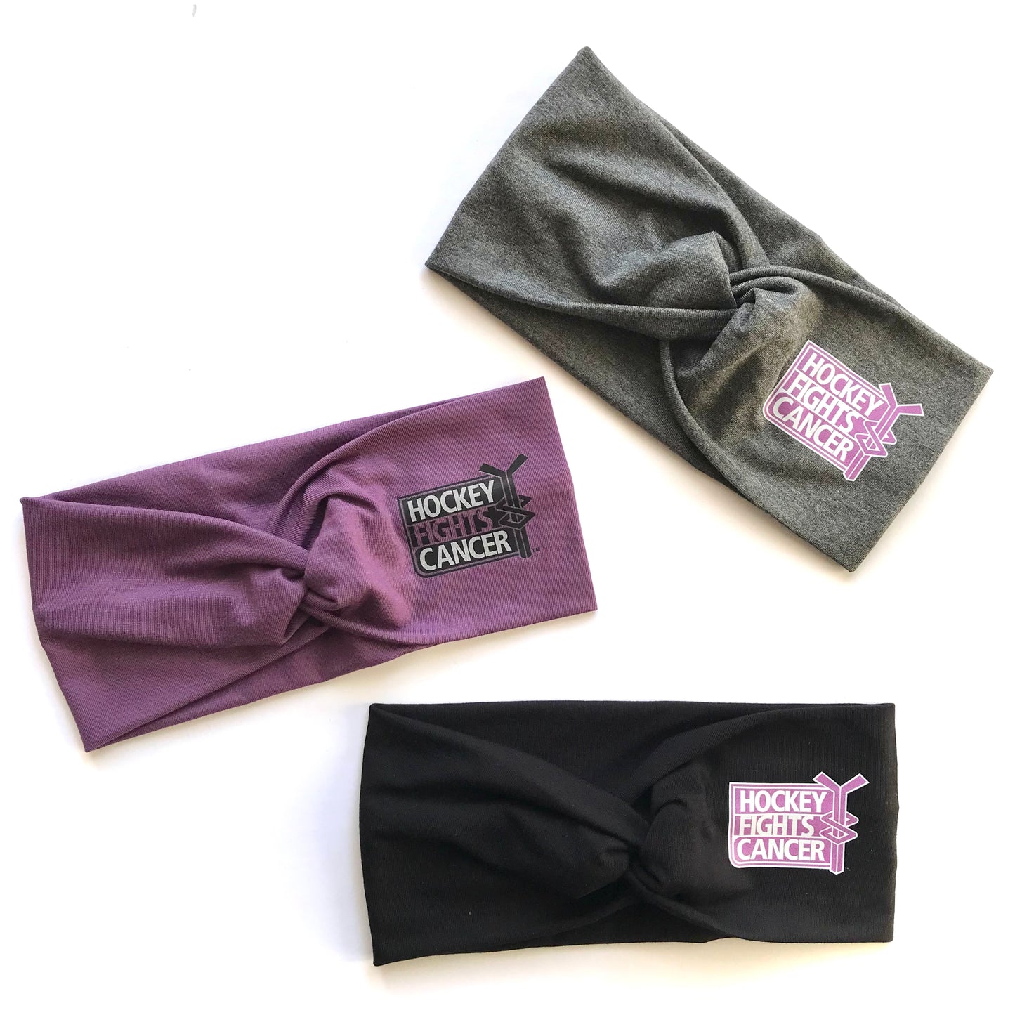 High quality Large Twist bamboo headband Hockey fights Cancer