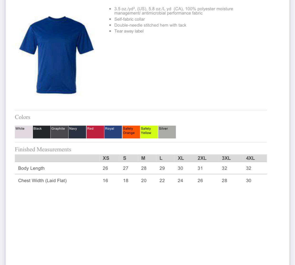 Adult Unisex Performance T-shirts