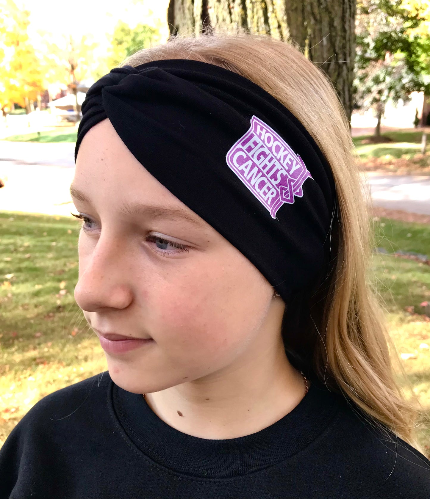 High quality Large Twist bamboo headband Hockey fights Cancer