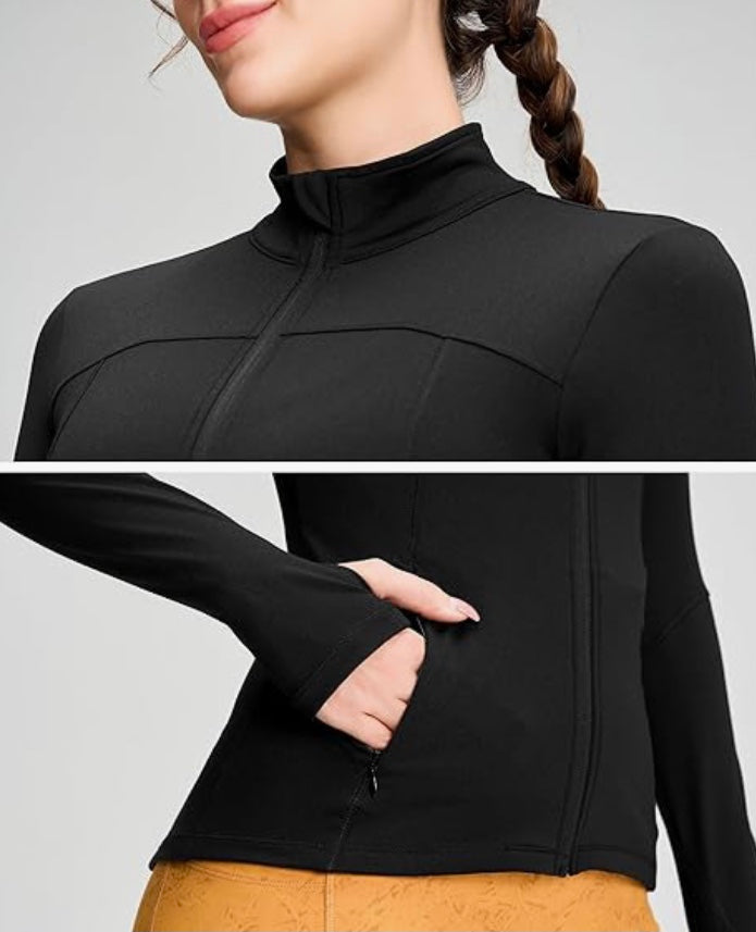 Women’s Athletic Slim Fit Workout Jacket with Pockets