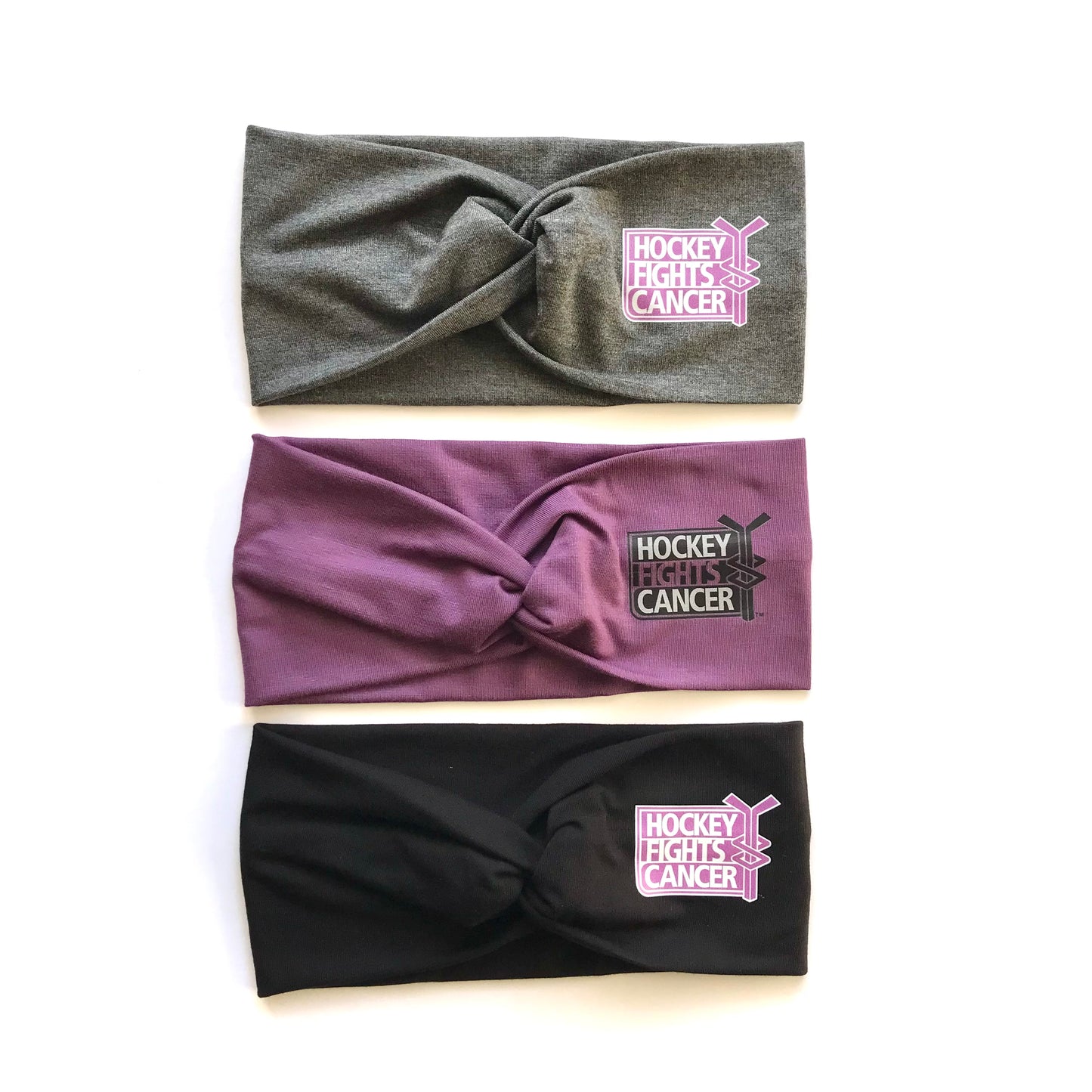 High quality Large Twist bamboo headband Hockey fights Cancer
