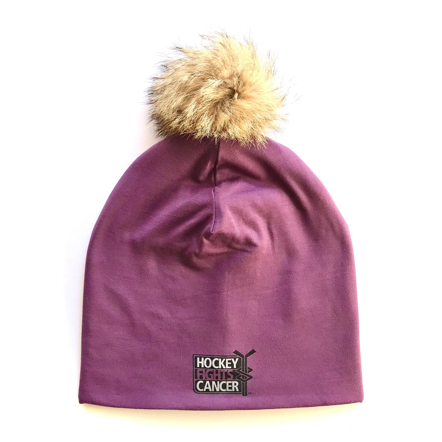 High quality Winter Bamboo Hat + recycled fur pompom - Hockey fights Cancer