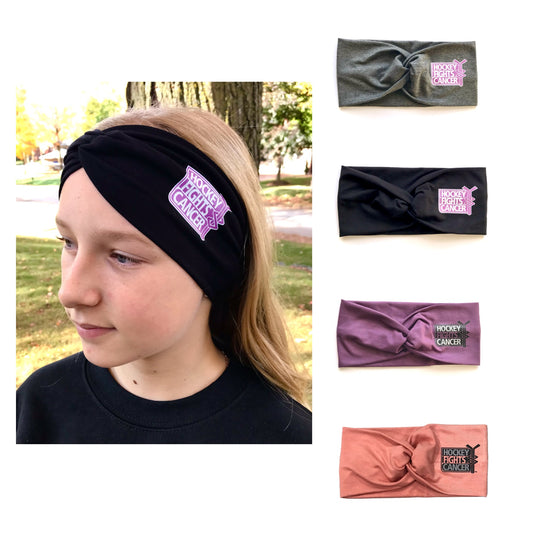 High quality Large Twist bamboo headband Hockey fights Cancer