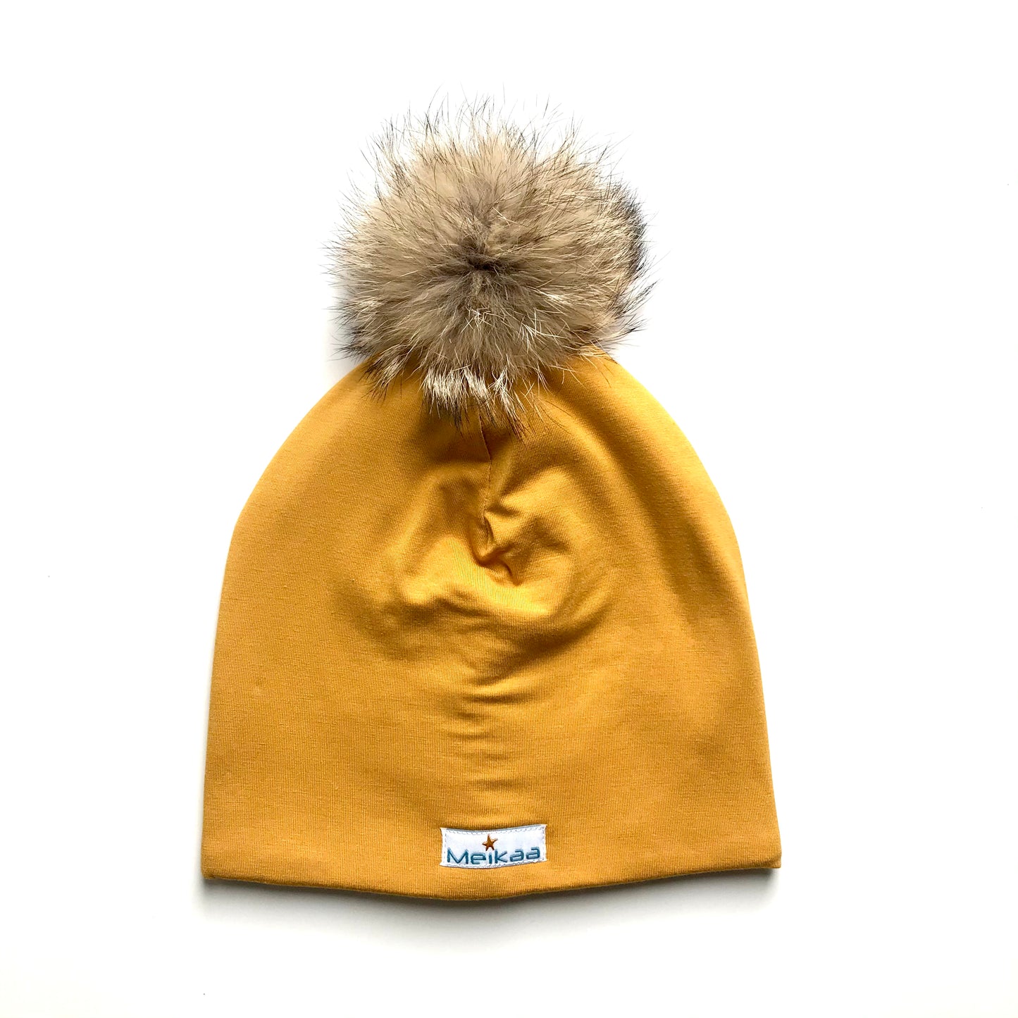 Colorful Winter Bamboo Hat + recycled fur pompom