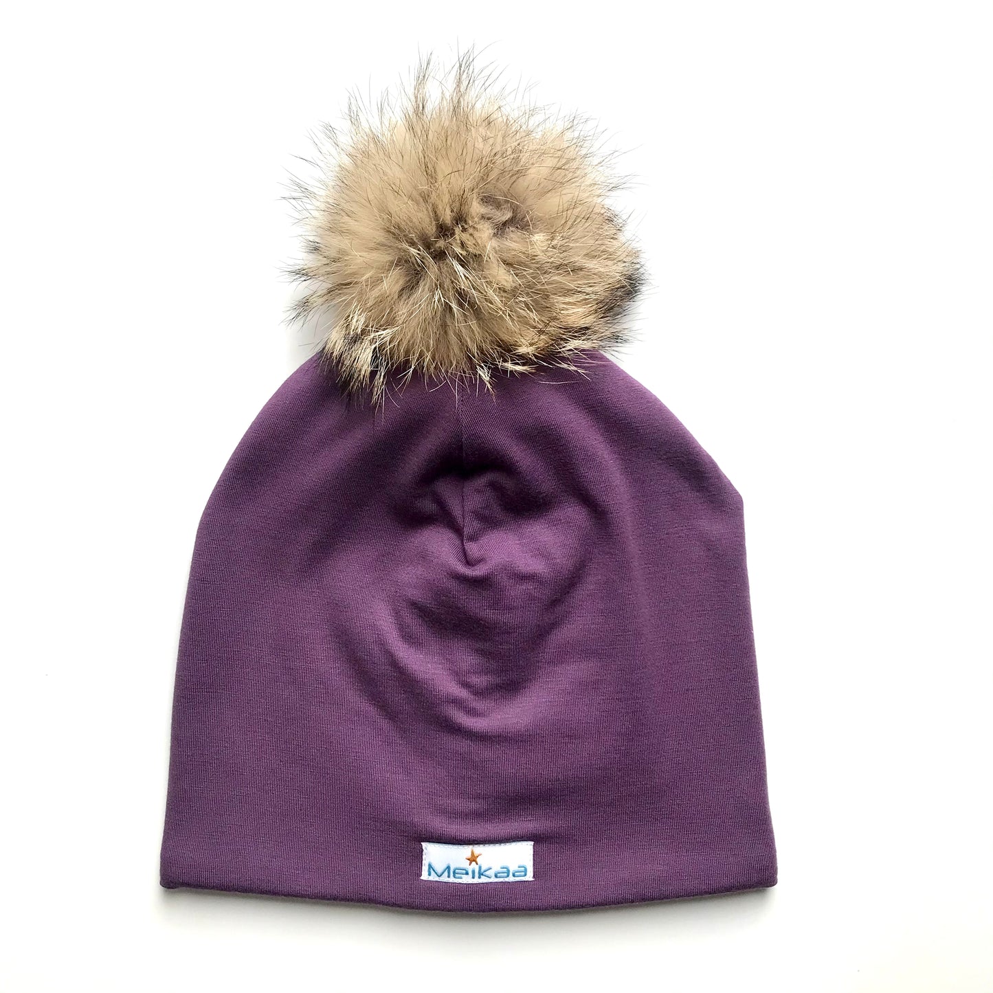 Colorful Winter Bamboo Hat + recycled fur pompom