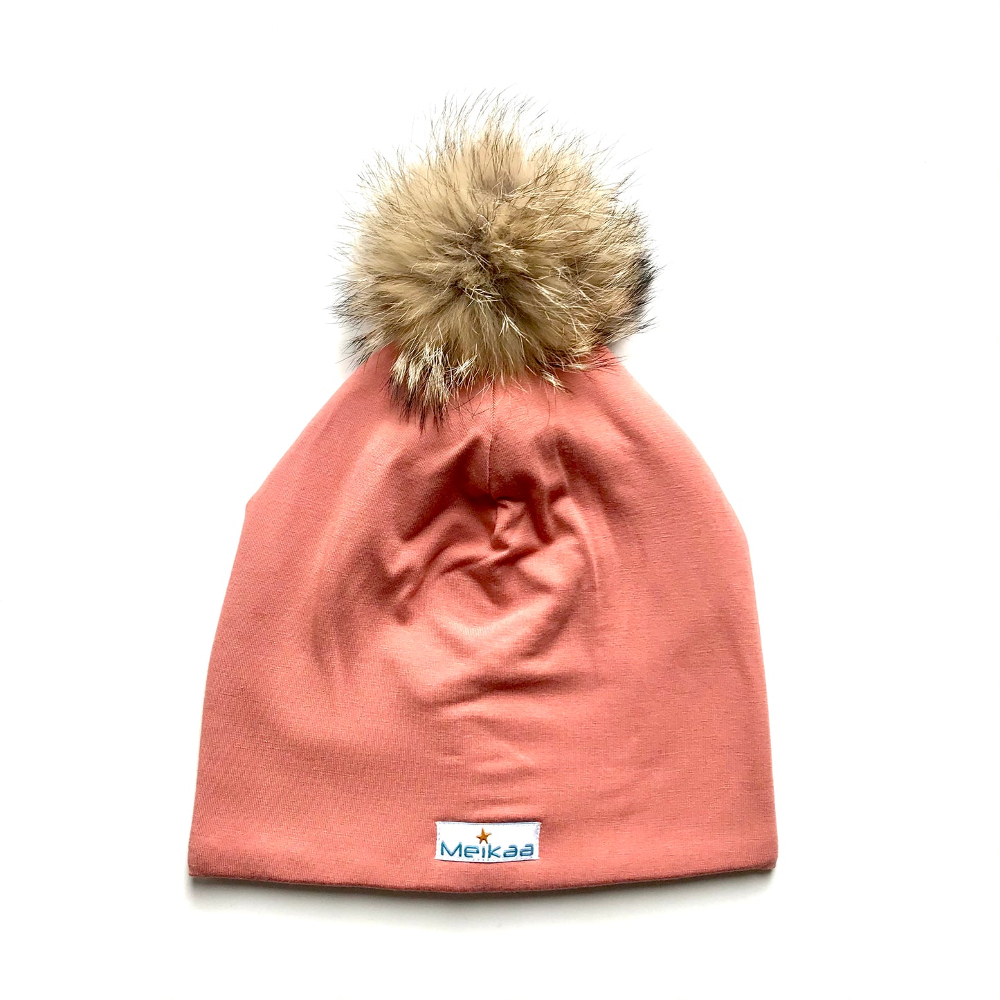 Colorful Winter Bamboo Hat + recycled fur pompom