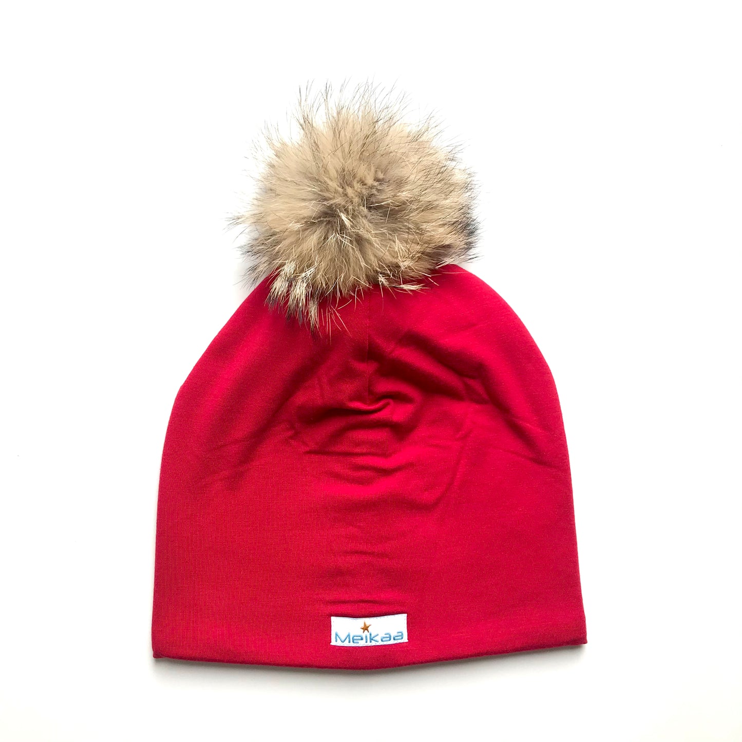 Colorful Winter Bamboo Hat + recycled fur pompom