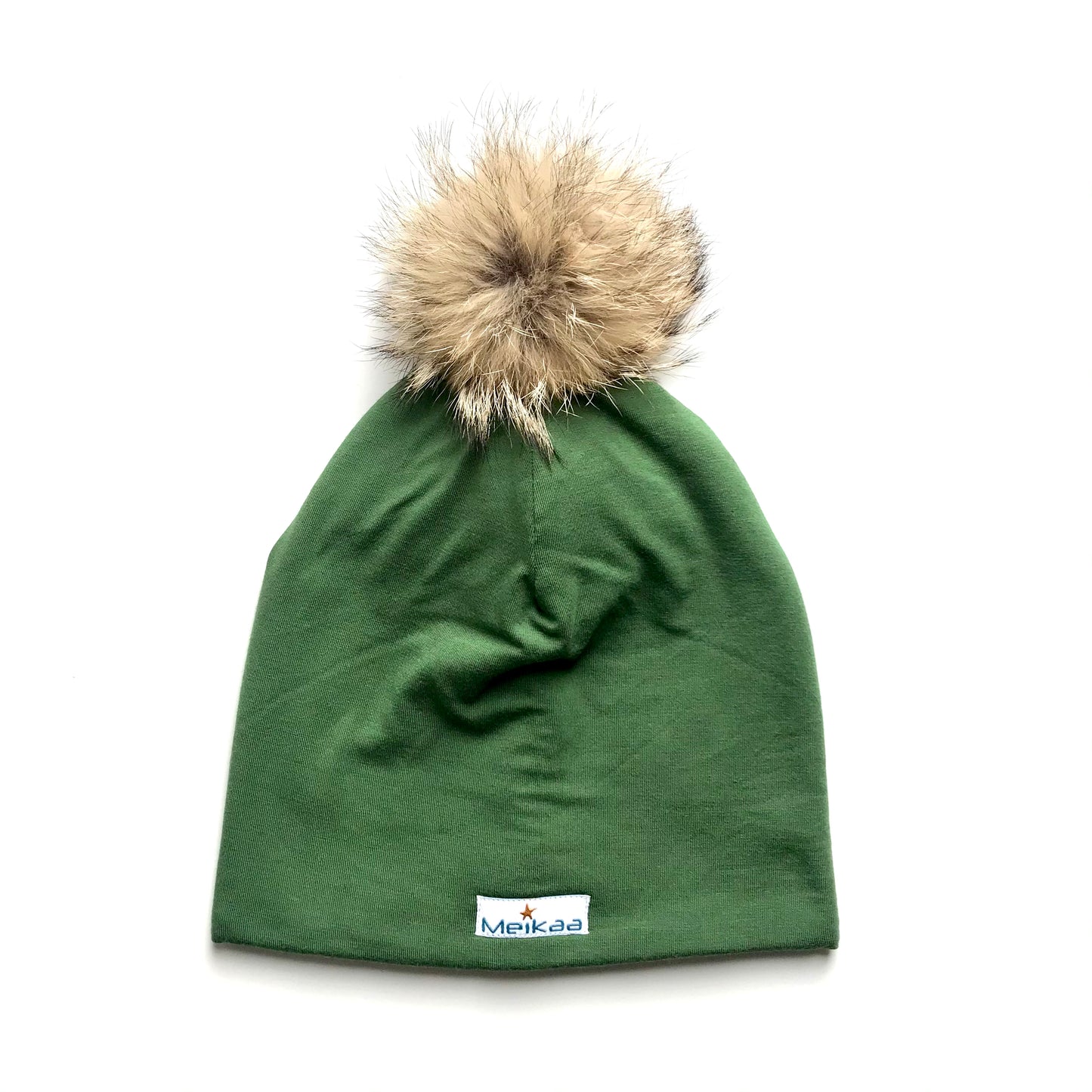 Colorful Winter Bamboo Hat + recycled fur pompom